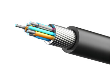 Fototapeta premium Fiber optic cable cross section isolated on a white background png ai generated