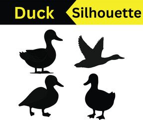 Duck Silhouettes: A Matching Game for Kids Featuring Four Different Duck Poses