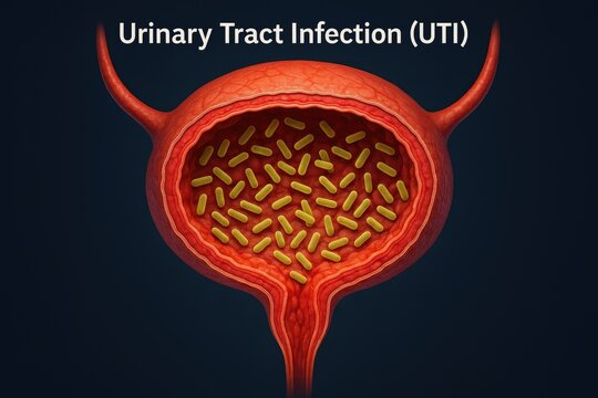Diseased Bladder Illustrating Urinary Tract Infection UTI Condition Medical Awareness