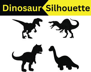 set of dinosaurs silhouettes