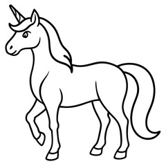 Beautiful unicorn line art vector illustration 
