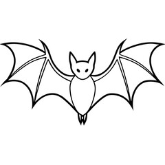 Bat flying line art vector illustration 