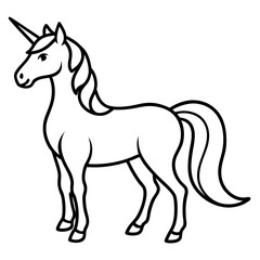 Beautiful unicorn line art vector illustration 