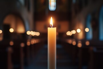 Paschal candle in Catholic church symbolizing Christ