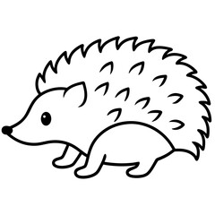 Hedgehog line art vector illustration 