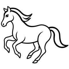 Horse galloping freely line art vector illustration 