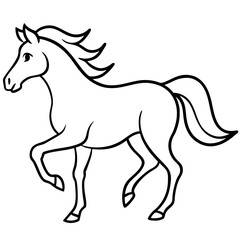 Horse galloping freely line art vector illustration 