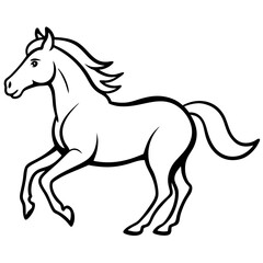 Obraz premium Horse galloping freely line art vector illustration 