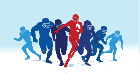 Premium Illustration of football or gridiron football players playing together best for your digital graphic and print	