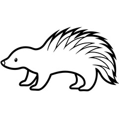 Porcupine walking line art vector illustration 