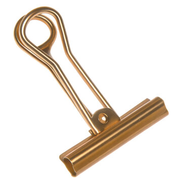 Gold metal binder clip isolated on white background png ai generated isolated on a white background
