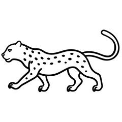Running leopard line art vector illustration 