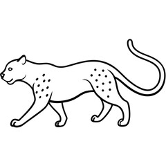 Running leopard line art vector illustration 