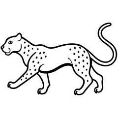 Running leopard line art vector illustration 
