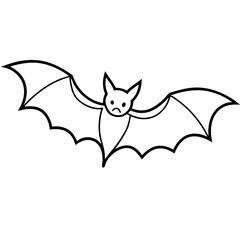 Bat flying line art vector illustration 