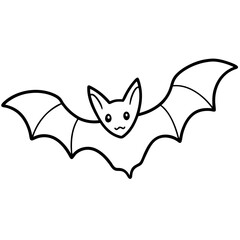 Bat flying line art vector illustration 