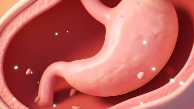 Stomach digestion process of food and nutrients