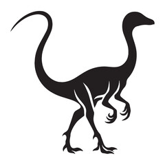 Lean build Compsognathus silhouette art – Compsognathus illustration – Minimalist Compsognathus vector – Dinosaur silhouette

