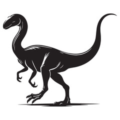 Jurassic grace in Compsognathus silhouette – Compsognathus illustration – Minimalist Compsognathus vector – Dinosaur silhouette

