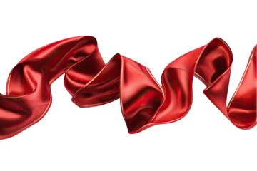 Red silk ribbon swirls against black background