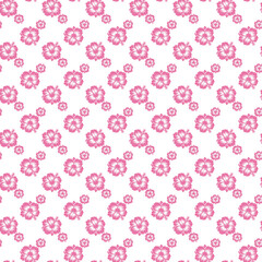 Seamless Pattern of Pink Hibiscus Flowers on a White Background