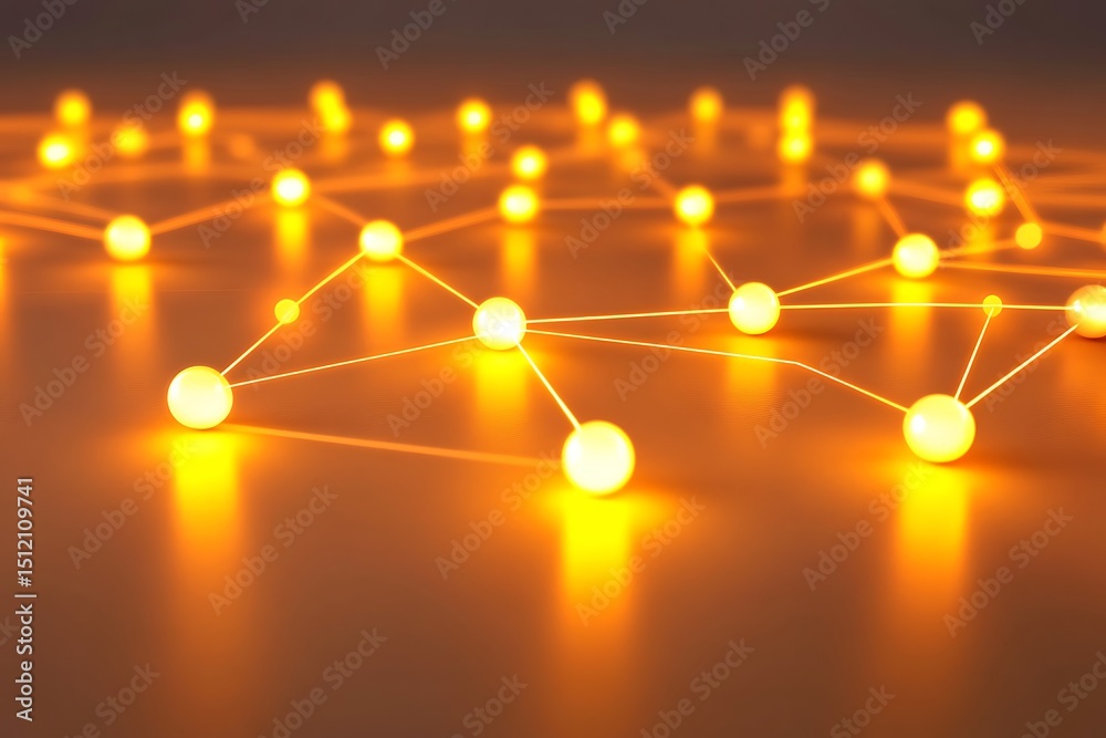 Poster 3d global network icon in smooth vector style, glowing connections and soft gradient background
