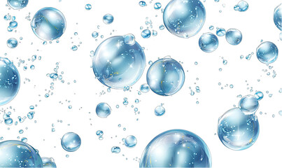 Many translucent, iridescent bubbles in various sizes, against a black background