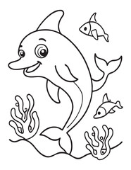 Summer Coloring page, line art, black and white, cute summer illustration, coloring page holiday time