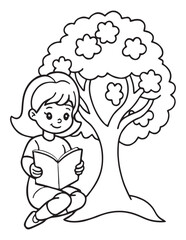 Summer Coloring page, line art, black and white, cute summer illustration, coloring page holiday time