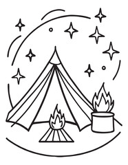 Summer Coloring page, line art, black and white, cute summer illustration, coloring page holiday time