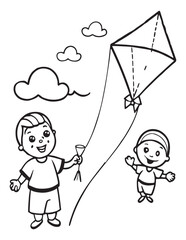 Summer Coloring page, line art, black and white, cute summer illustration, coloring page holiday time
