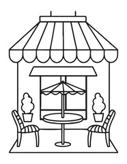Summer Coloring page, line art, black and white, cute summer illustration, coloring page holiday time
