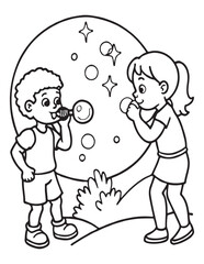 Summer Coloring page, line art, black and white, cute summer illustration, coloring page holiday time