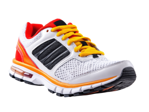 Stylish athletic running shoe for sports and fitness activities, cut out transparent