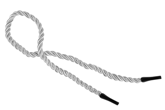 gray fabric laces on white background
