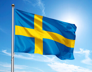 Swedish flag on blue summersky
