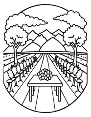 Summer Coloring page, line art, black and white, cute summer illustration, coloring page holiday time