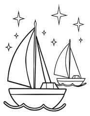 Summer Coloring page, line art, black and white, cute summer illustration, coloring page holiday time