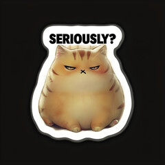 Whimsical Cartoon Sticker Featuring Chubby Orange Tabby Cat