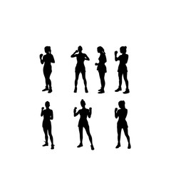 Female Boxer Silhouette Set - Dynamic Fighting Poses Vector