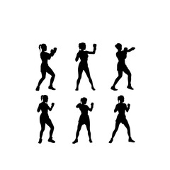 Obraz premium Martial Arts Silhouettes - Female Fighter Gestures Collection