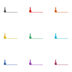 Paint brush line  icon isolated on white background. Set icons colorful