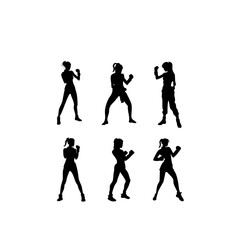 Obraz premium Martial Arts Silhouettes - Female Fighter Gestures Collection