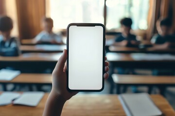 Student secretly playing on smartphone during class