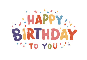 Colorful illustration lettering of Happy Birthday