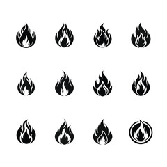 Fire Flame Icon Set Symbol of Fire