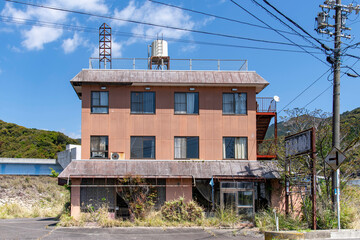 An abandoned, dilapidated and vacant house in rural Japan (Akiya in Japanese) where rural areas...