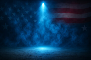 American flag background with blue smoke and light effect patriotic day usa independence day, fourth of july, labor day and veterans day