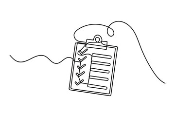 Minimalist clipboard checklist continuous line illustration