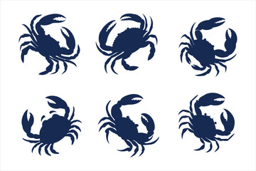 A set of crab silhouette vector design
